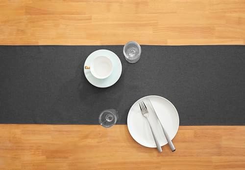 Black Grey 13x36 Table Runner Cotton Linen Farmhouse Style for Home Kitchen