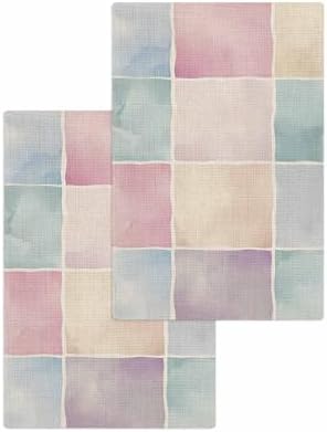 Falaniique Pink Checkered Waffle Towel Set of 2