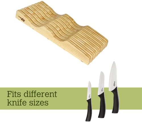 Sturdy Large In-Drawer Bamboo Knife Block with 11 Slots