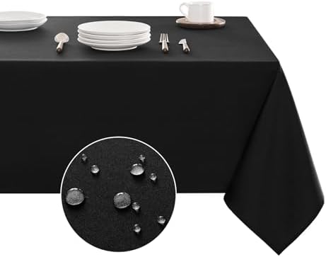 Luxury Tablecloth for Dining Spill-Proof 60x84 Black Veblandy Home Kitchen