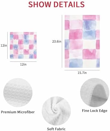Rainbow Plaid Waffle Dish Towels Set of 3