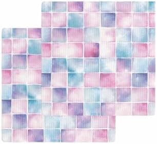 Falaniique Pink Blue Plaid Waffle Dish Towels