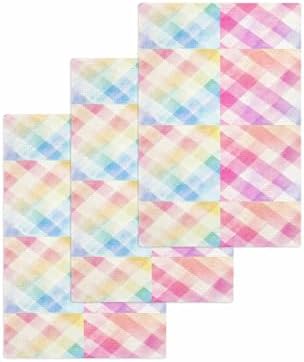 Vivid Rainbow Microfiber Waffle Kitchen Hand Towels Set of 3