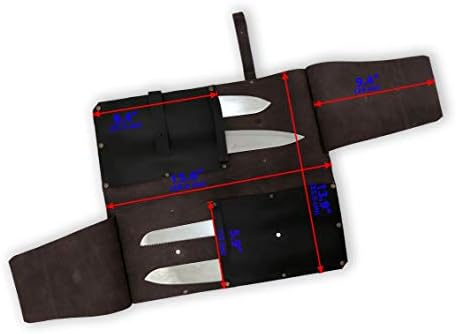 LuvSecretBr Premium Leather Chefs Knife Case Perfectly Organized Space for 4 Knives