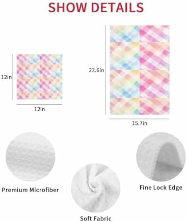 Vivid Rainbow Microfiber Waffle Kitchen Hand Towels Set of 3