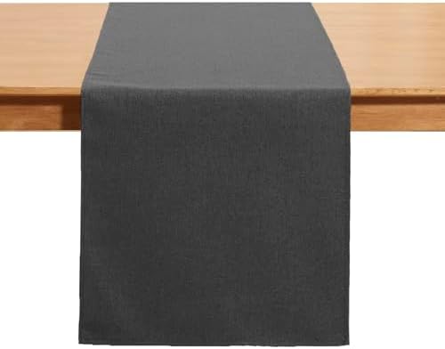 Black Grey 13x36 Table Runner Cotton Linen Farmhouse Style for Home Kitchen