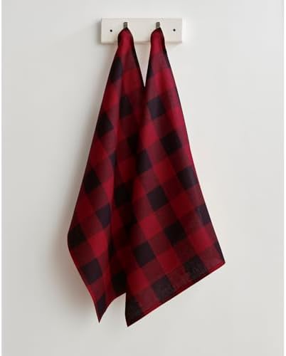 Solino Home Linen Kitchen Towels Set of 2 Red and Black