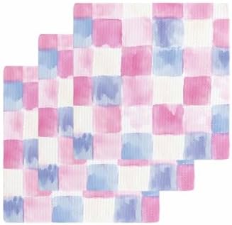 Rainbow Plaid Waffle Dish Towels Set of 3