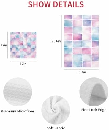 Falaniique Pink Blue Plaid Waffle Dish Towels