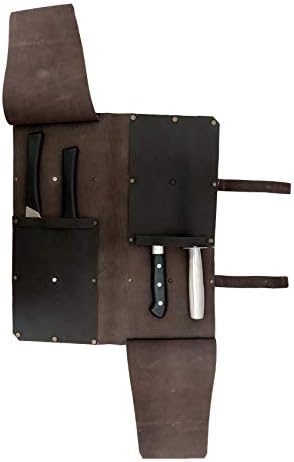 LuvSecretBr Premium Leather Chefs Knife Case Perfectly Organized Space for 4 Knives