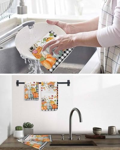 Habtucy Thanksgiving Pumpkin Dog Towels Set 4-Piece