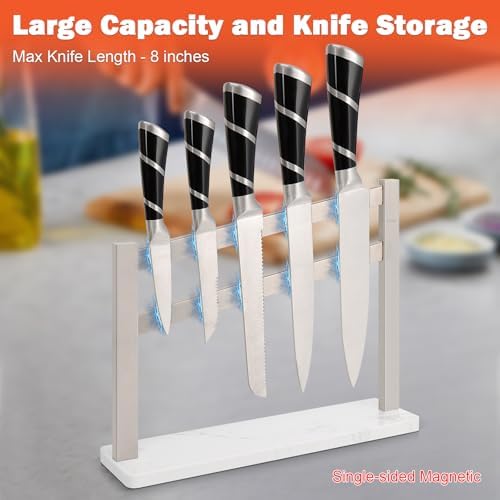 Sturdy Magnetic Knife Holder with Marble Base Perfect for Kitchen Storage