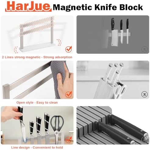 Sturdy Magnetic Knife Holder with Marble Base Perfect for Kitchen Storage
