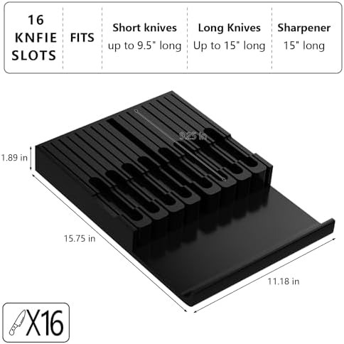 Domax Bamboo Knive Block Fit 16 Knives Plus Sharpener