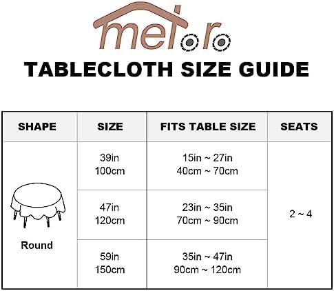 Meioro Linen Tablecloth 59 Inch - Round - Tassel Desk - Lightweight - Machine Washable