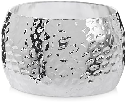 Elegance 12-Piece Silver Napkin Rings - Compact Durable Reusable for Weddings Parties