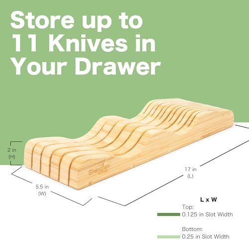 Sturdy Large In-Drawer Bamboo Knife Block with 11 Slots