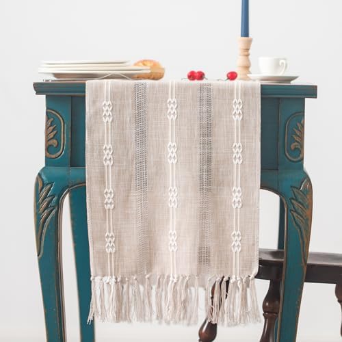 Hpxrom Rustic Braided Linen Table Runner