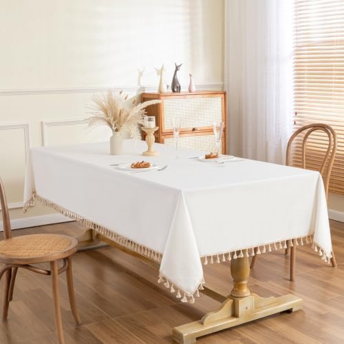 MYSKY HOME White Table Cloth 55X86 for 6-8 Seats