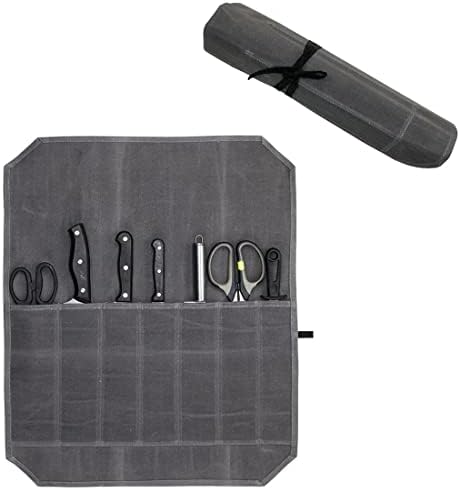Wailedicop Waxed Canvas Cutlery Cover Chef Knife Roll Pouch Kitchen Cooking Tool Organizer
