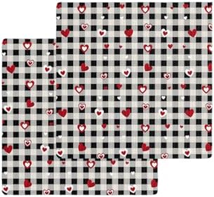 Rustic Plaid Black Waffle Kitchen Towels Set - 2
