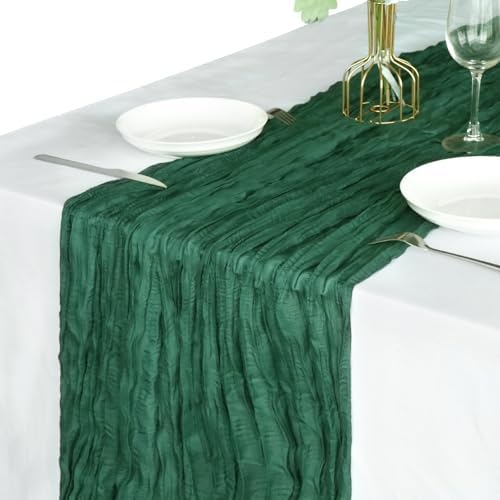 Pusunas Cheesecloth Table Runner 2 Pack 10 Ft Emerald Green