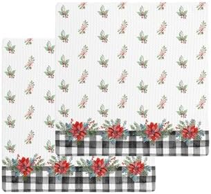 12x12 Waffle Plaid Christmas Kitchen Towels Microfiber Dish Towels