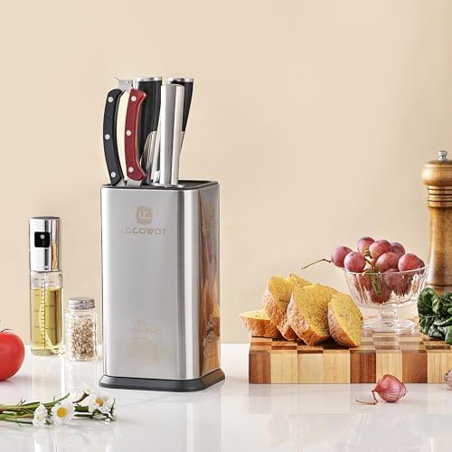 Lccowot Space-Saving Stainless Steel Knife Block