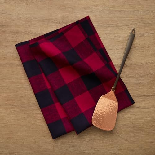 Solino Home Linen Kitchen Towels Set of 2 Red and Black