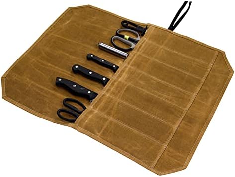 FUKAJOMFEN Knife Roll Chefs Knife Bag Gray Waxed Canvas Holder