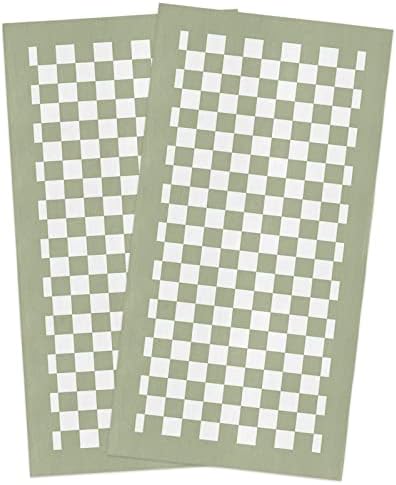 ZOE GARDEN Sage Green Plaid Kitchen Towels Set of 2 18x28