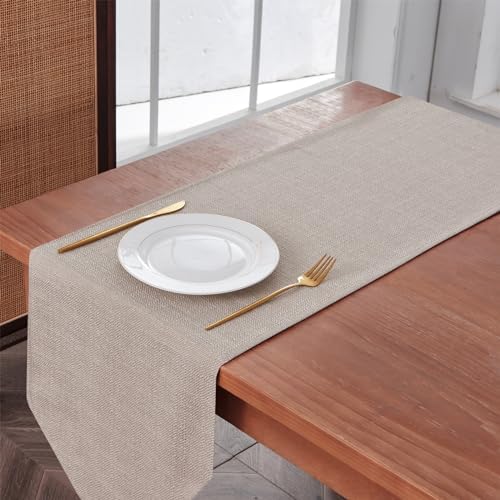 Waterproof Linen Style Runner 14x118 Beige