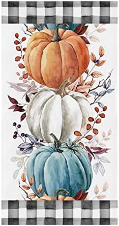 Pumpkin Plaid Kitchen Towel Quick Dry Eco-Friendly 18x28