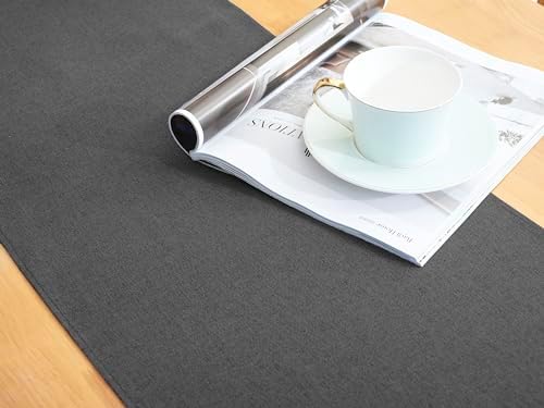 Black Grey 13x36 Table Runner Cotton Linen Farmhouse Style for Home Kitchen