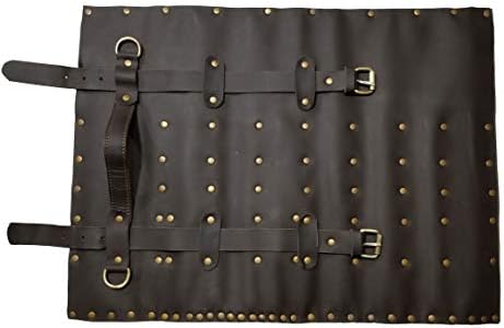 Genuine Leather Chef Knife Bag Dark Brown 12 Slots PlasticProfessional