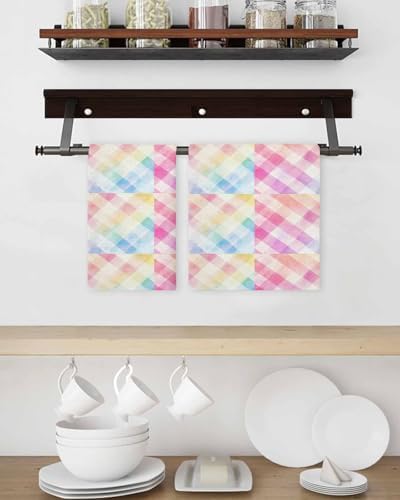 Vivid Rainbow Microfiber Waffle Kitchen Hand Towels Set of 3