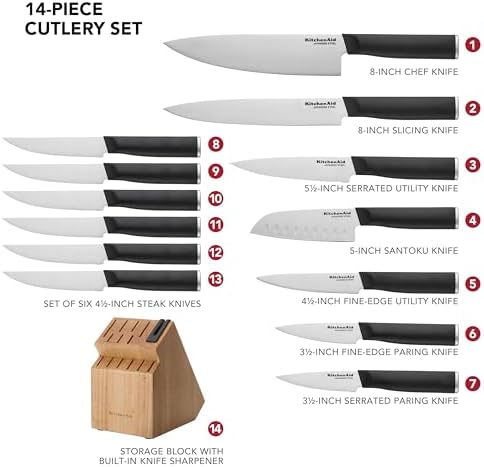 KitchenAid Classic Step Knife Block Set with Built-In Sharpener
