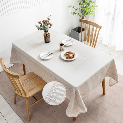 GOLD SAIL Premium Taupe Tablecloth - Outdoor Waterproof Rectangle