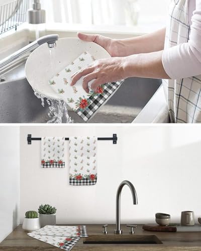 12x12 Waffle Plaid Christmas Kitchen Towels Microfiber Dish Towels
