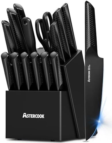 Astercook 15-Piece Chefs Knife Block Set