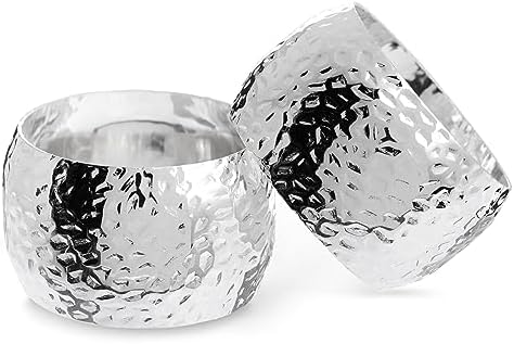 Elegance 12-Piece Silver Napkin Rings - Compact Durable Reusable for Weddings Parties