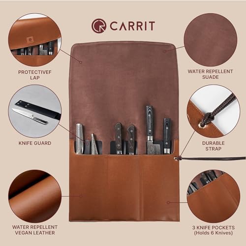 CARRIT Chefs Knife Roll Bag 8 Knife Guards Included