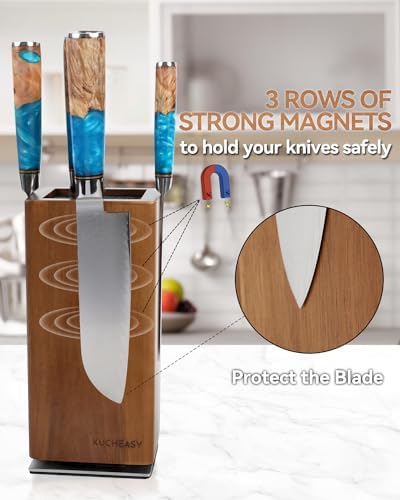 KUCHEASY Magnetic Knife Block360 Rotating Storage with Strong Magnets