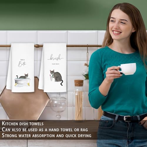 Funny Cat Towels for the Bathroom Set of 2