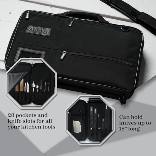 Asaya Chef Knife Bag 28 Pockets for Organization and Durability