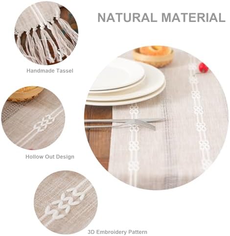 Hpxrom Rustic Braided Linen Table Runner