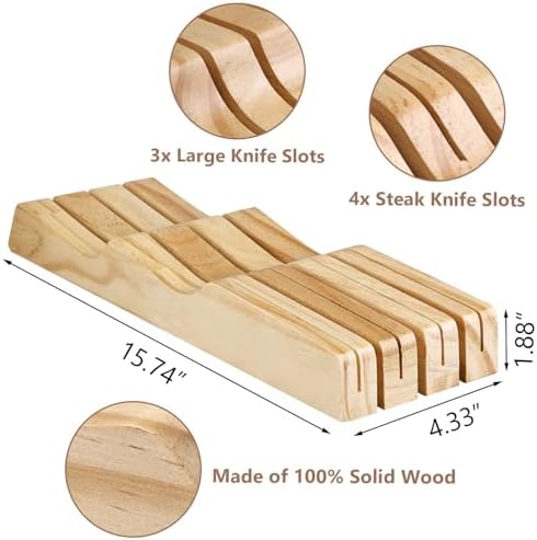 RedCall Kitchen Knife Holder for Drawer Solid Wood Universal Knife Block