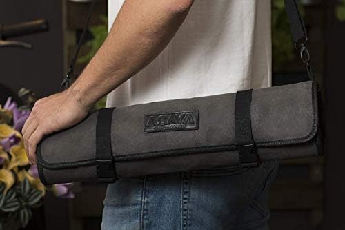 Asaya Canvas Chef Knife Roll Bag - 10 Knife Slots