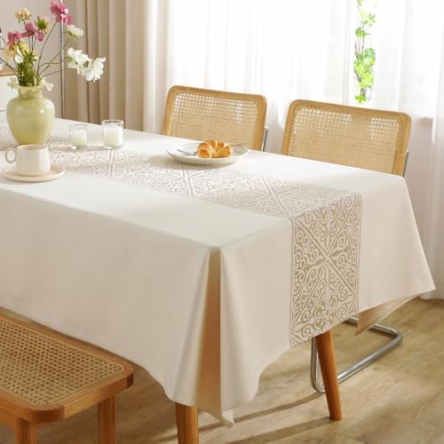 55x87 inch waterproof tableclothSolaverano cotton linenextra softDurable for diningkitchenhome
