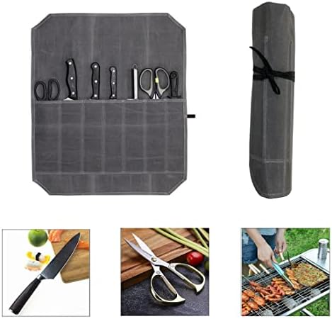 Wailedicop Waxed Canvas Cutlery Cover Chef Knife Roll Pouch Kitchen Cooking Tool Organizer